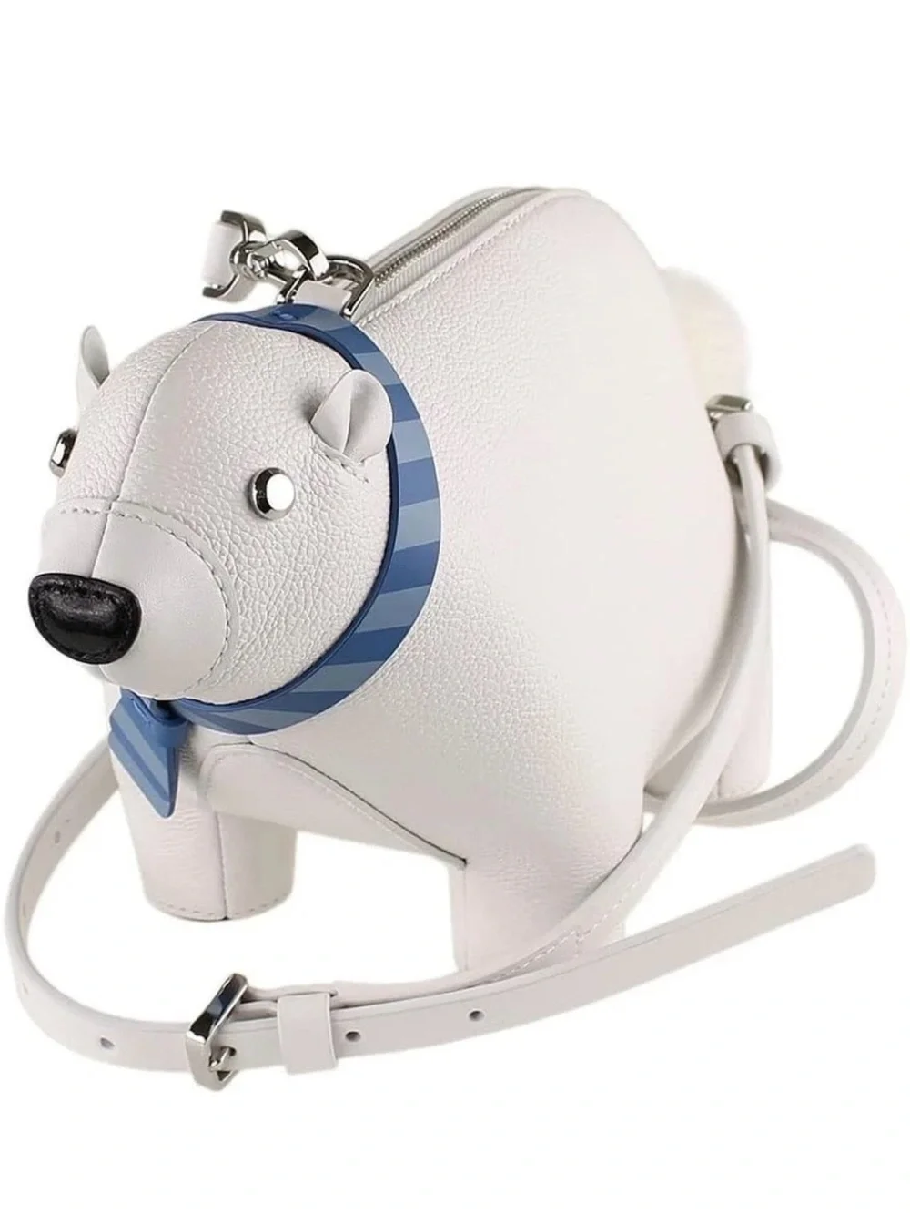 kate spade NWOT White Pebbled Leather Novelty polar bear crossbody Bag